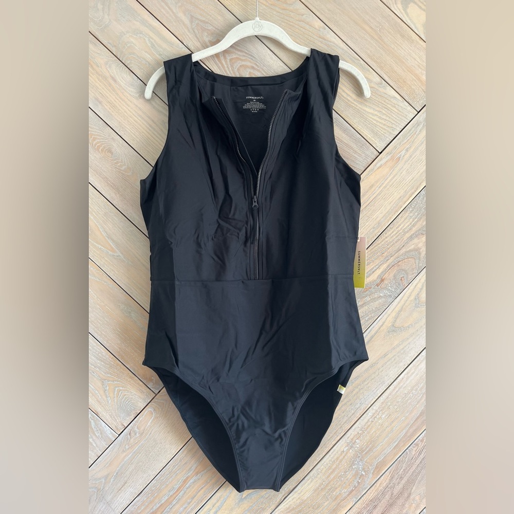 NWT | Summersalt - The Surge Zip-Front One-Piece Swimsuit | Black | 16 & 14